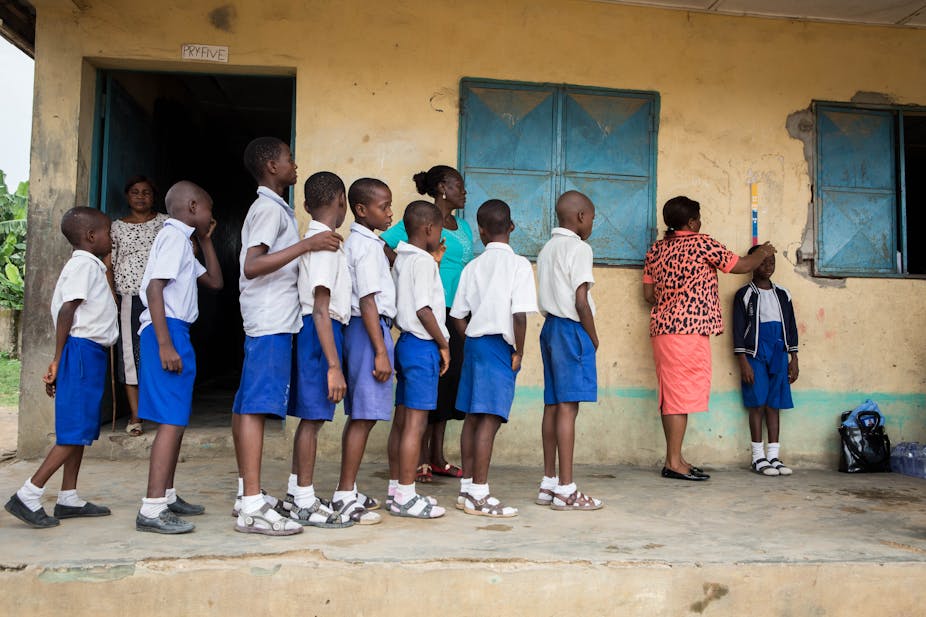 Nigerian primary school students in uniform